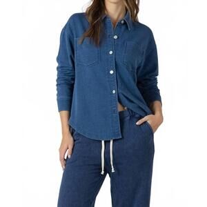 NEW DEX comfy and collected knit top in washed indigo